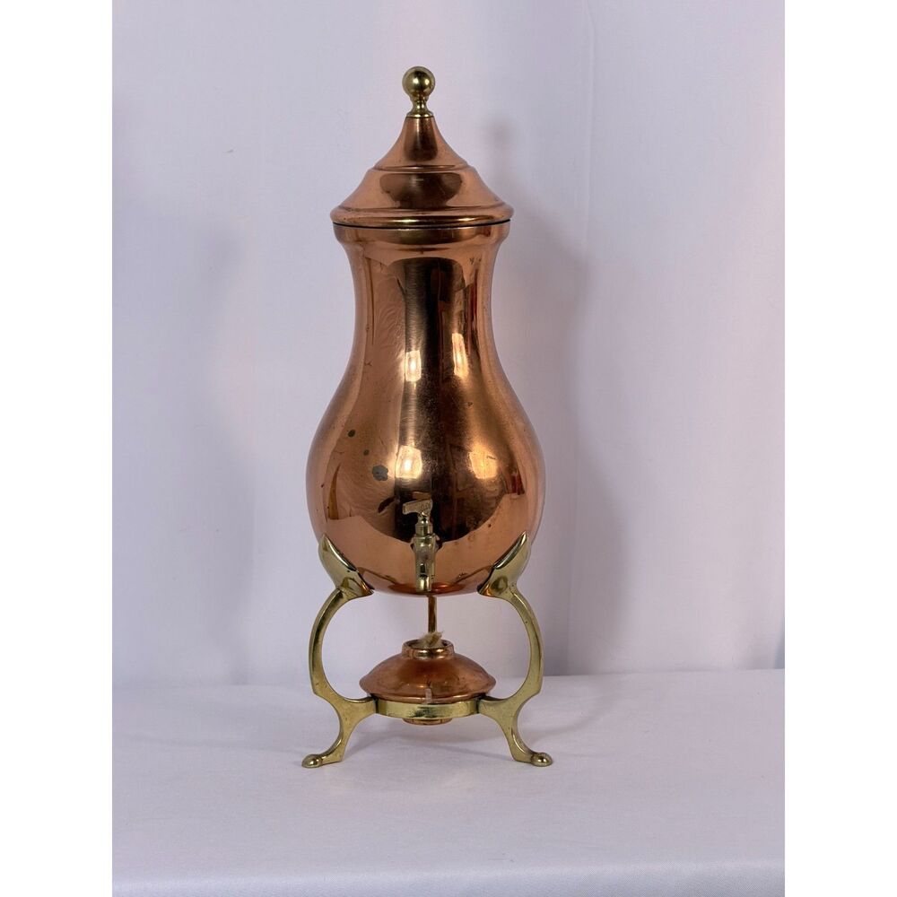 VTG Copper Brass Footed Samovar Dispenser Made in Italy Tea Coffee Urn Warmer